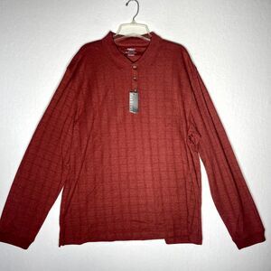 Van Heusen LS Henley Fundamentals Shirt Red Blur‎ Corazon Mens Size 2XL NEW